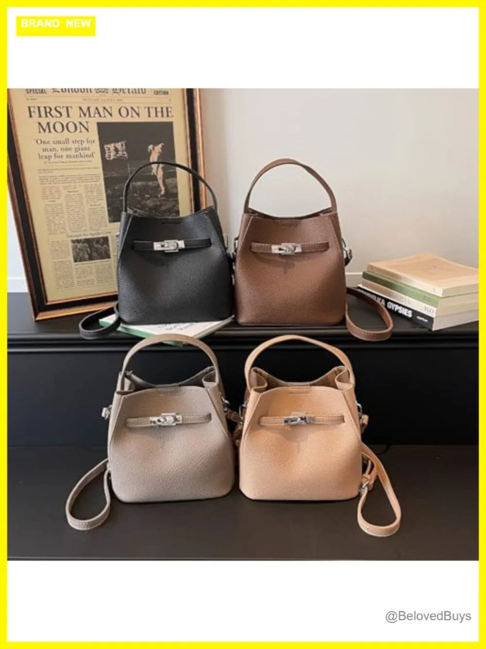 Faux Leather Bucket Bag for Women - Top Handle Satchel Purse - Handbag Shoulder